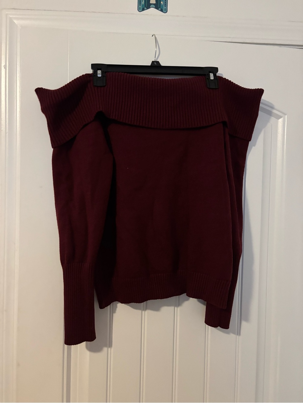 Off-Shoulder Wine Knit Sweater